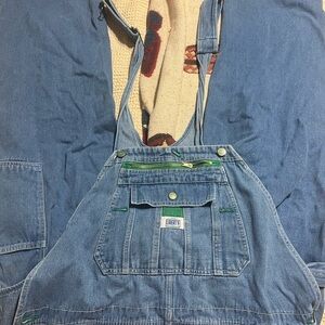 Liberty Classic Blue Denim Overalls with Green Accents